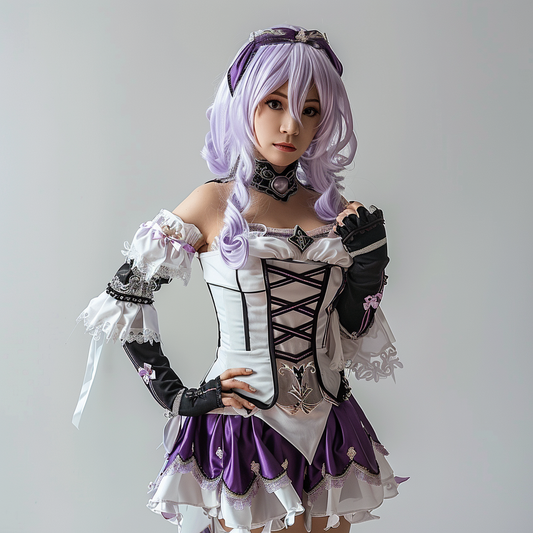 Anime Sex Doll In Purple Dress and White Wig